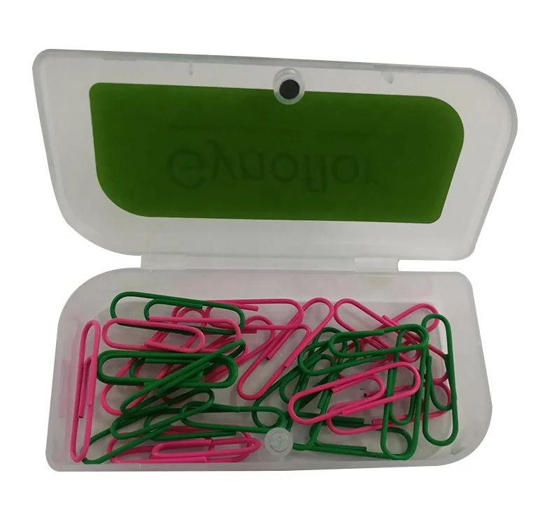 
Customized Colorful U shaped PVC coated Metal Paper Clips with nice plastic box package for company promotion 