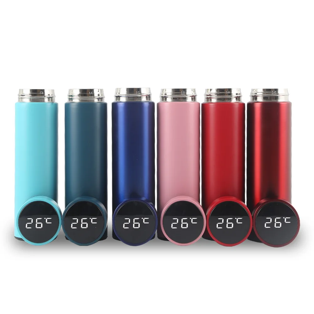 500ml double wall thermo designer bottle with led temperature display vaccum flask stainless steel smart water bottle