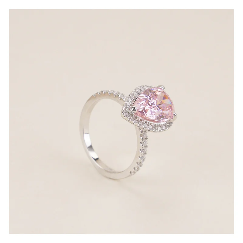 925 silver rings woman 8*12 water drop shaped high carbon diamond ring 8A zircon silver ring
