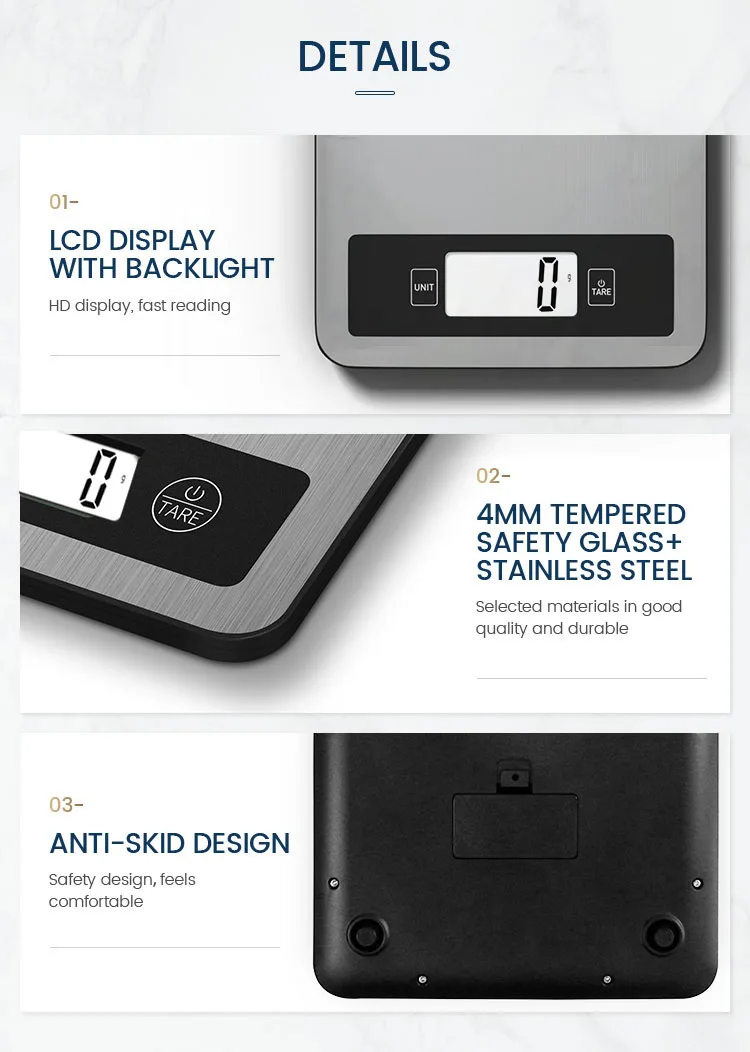 Stainless Steel Kitchen Scale Weigh Digital Weighing Food Kitchen Scales For Food