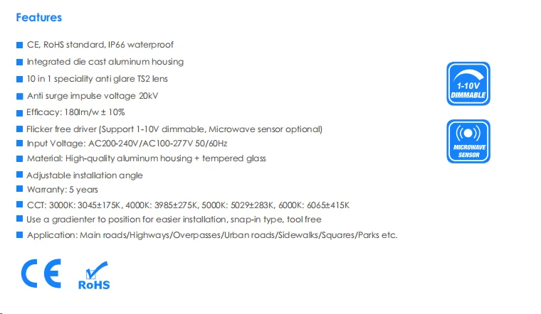 Highly recommended 180lm/w IP66 LED Street Light 5 years Warranty 50w 70w 100w 150w 200w 250w for Main roads/Highways/Overpasses
