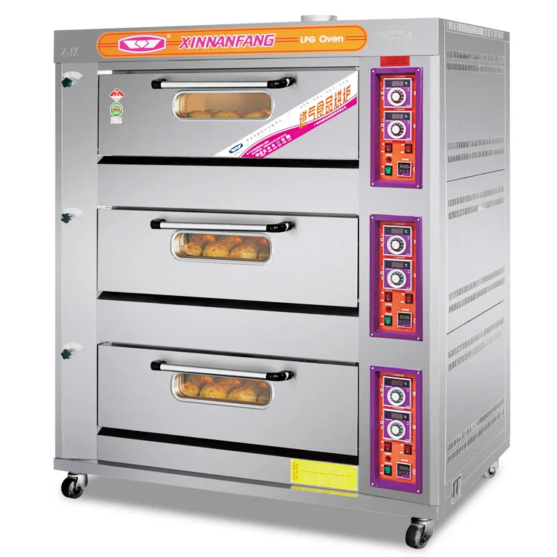 Hot selling 3 decks 6 trays gas bakery industri commercial oven baking electric oven bread for cake pizzas