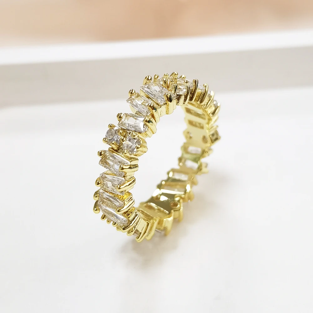 Romantic rings lady jewelry wedding party fashion white CZ stone ring gold jewelry