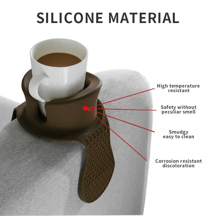 Wholesale Silicon Anti-Slip Sofa Armrest Silicone Couch Sofa Non Slip Cup Bottle Holder With Tray For Couch Arm Holder