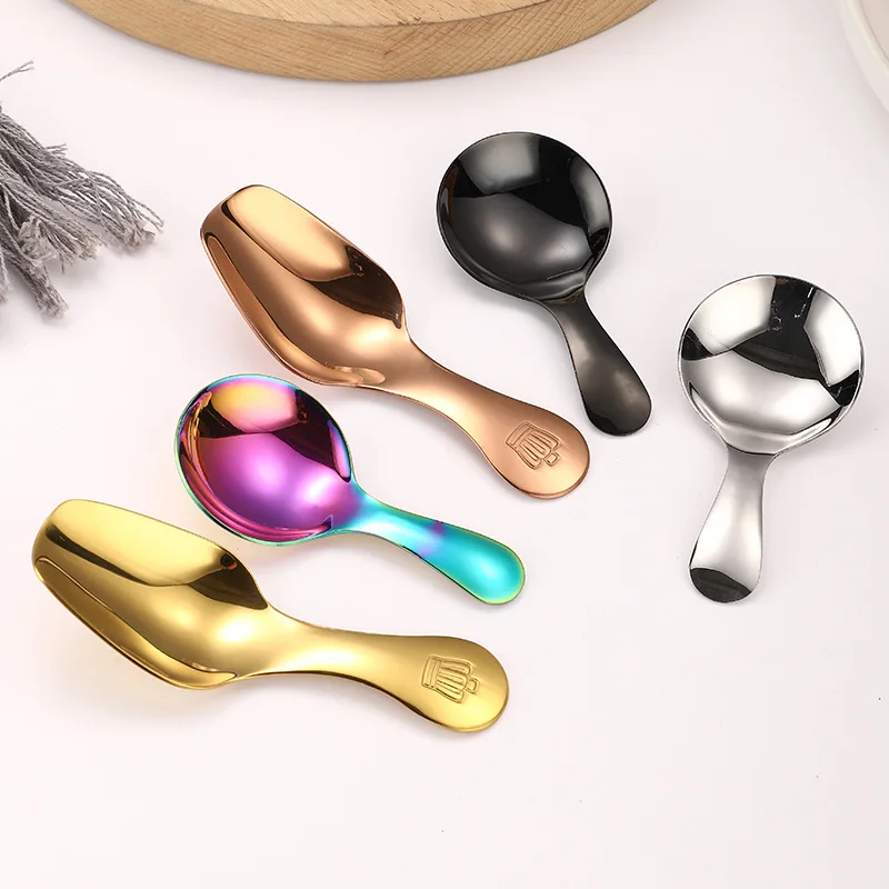 Creative 304 stainless steel short handle ice cream spoon children dessert spoon tea shovel