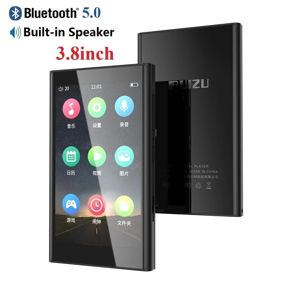  RUIZU H10 металлический MP4-плеер BT 5 0 встроенный динамик с 3 8 дюймовым сенсорным экраном 16 Гб/32 Гб музыкальный плеер Радио Запись электронная книга