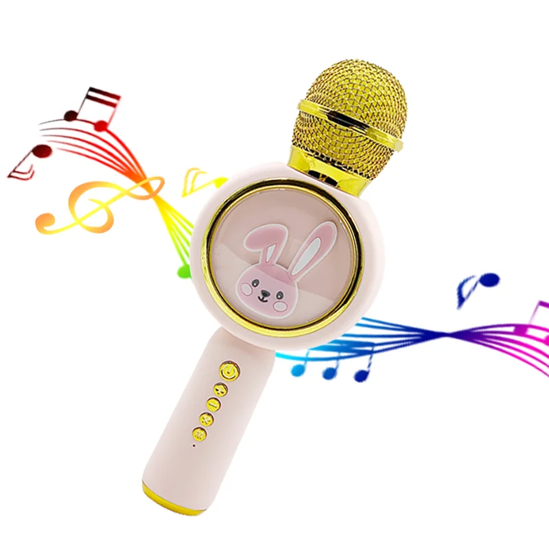 Wholesale Led Wireless Karaoke Microphone Echo Handheld Rechargeable Mike Mic And Speaker For Kids