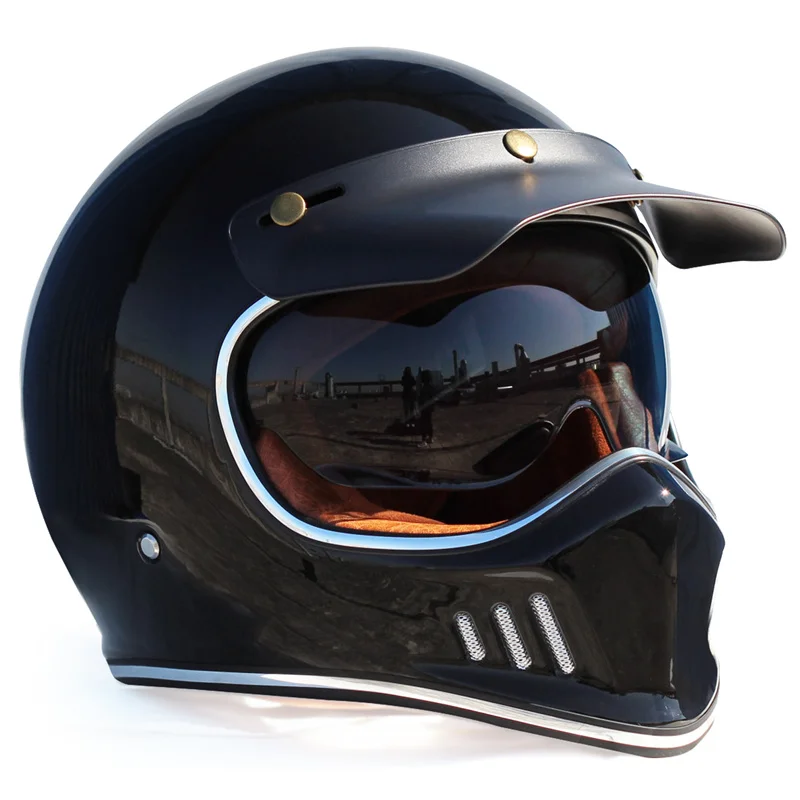 High quality black glass steel motorcycle full face helmet