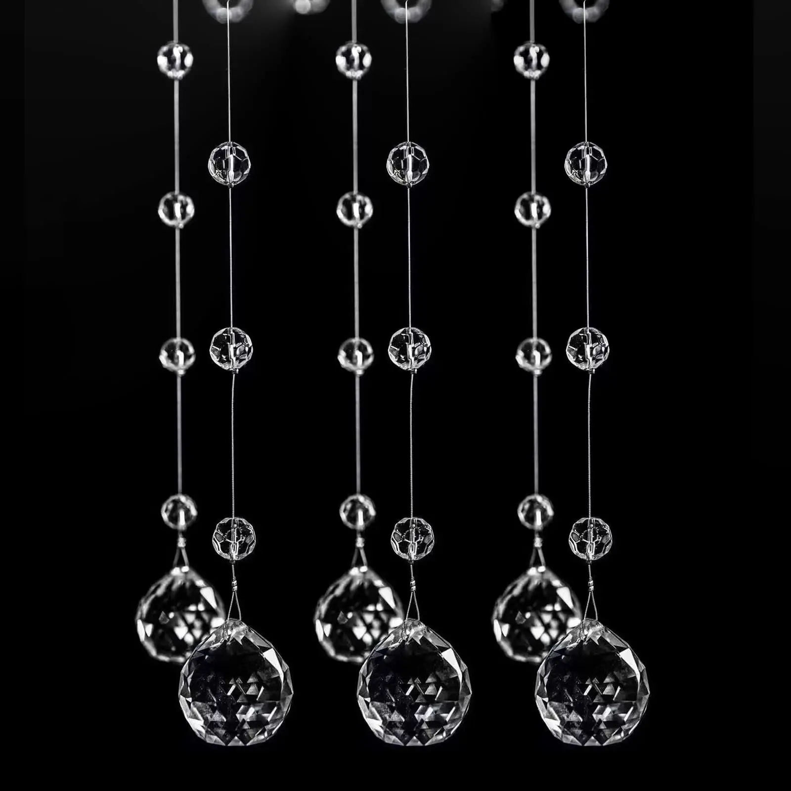 Acrylic Hanging Crystal Transparent Glass Bead Ball Chain Ceiling String Curtains for Wedding Home Doorway Decoration