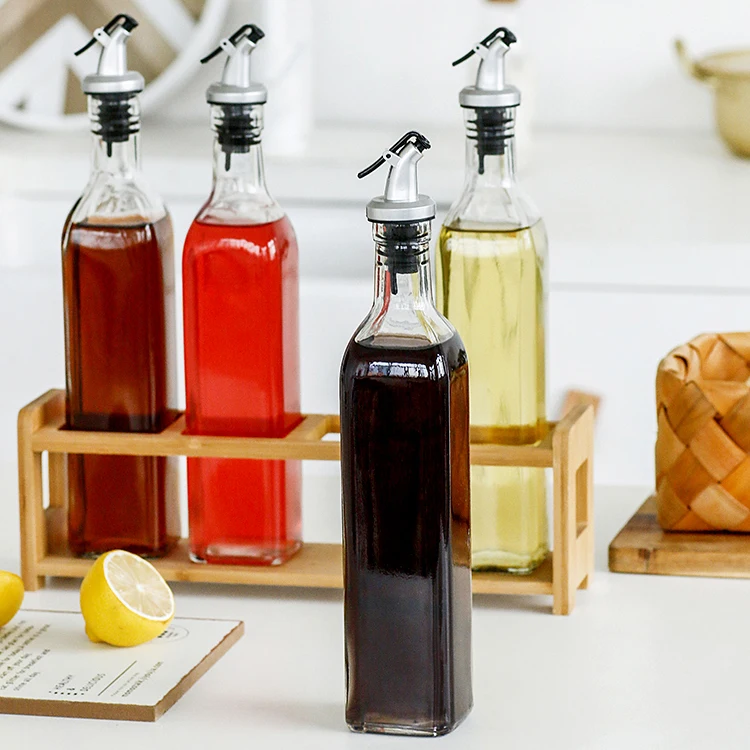 Wholesale Soy Sauce Olive Oil Glass Bottle Custom Square 250 ml Empty Frosted Cooking Oil Glass Bottle With Dropper