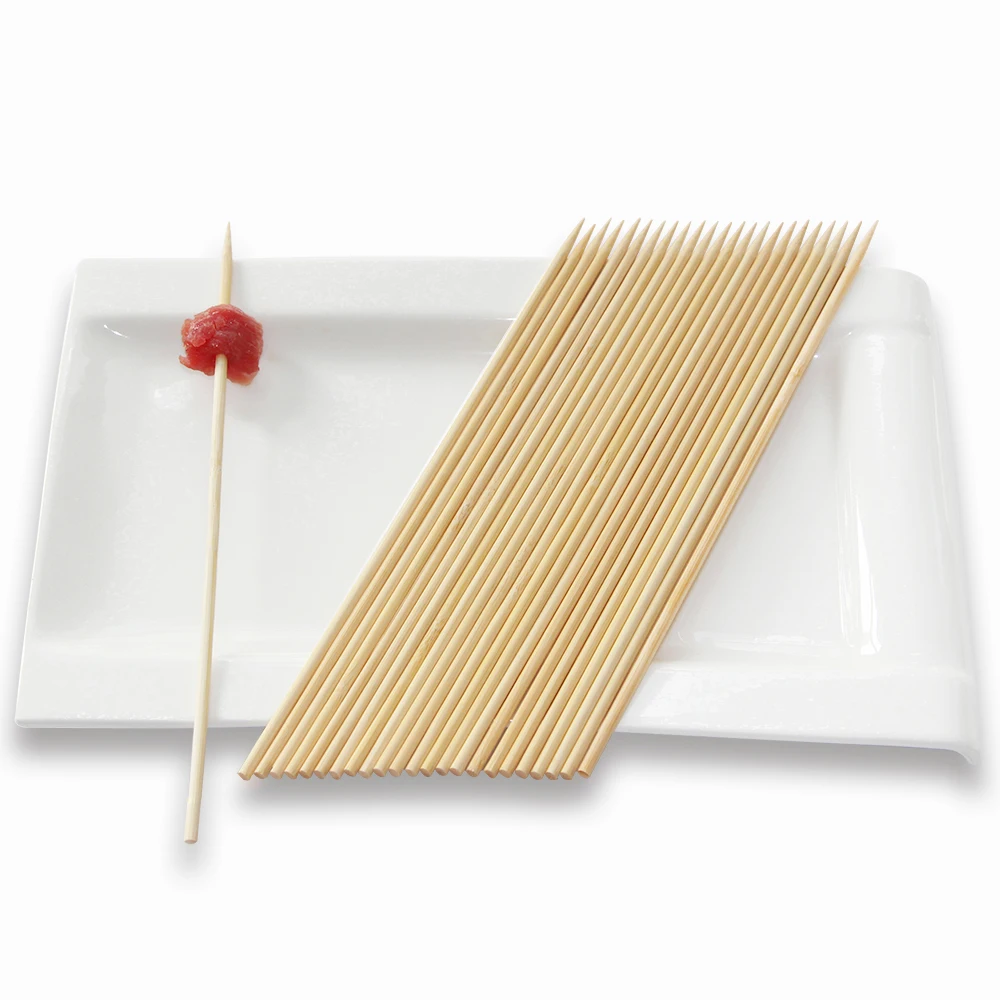 Good quality natural BBQ round strong wide bamboo skewers