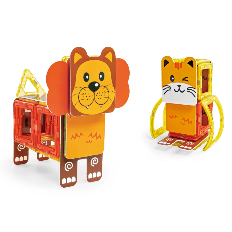 High Quality Safe ABS Plastic 60pcs Magnetic Blocks Zoo Model Constructor Toys for Kids