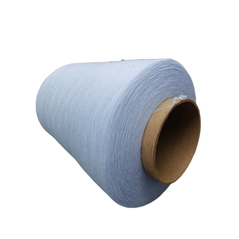 High Tenacity Stretch Elastic Cotton Covered  Spandex Yarn 32S + 40D Light Blue For Knitting