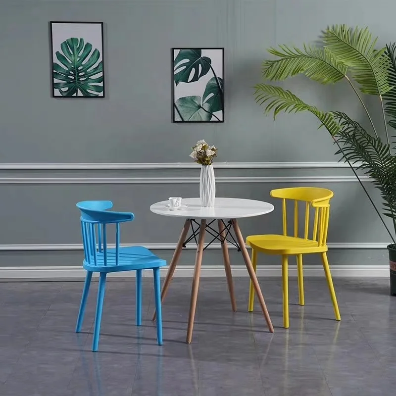 Low Fixed backrest PP plastic modern design lounge Restaurant coffee shop dining Chairs