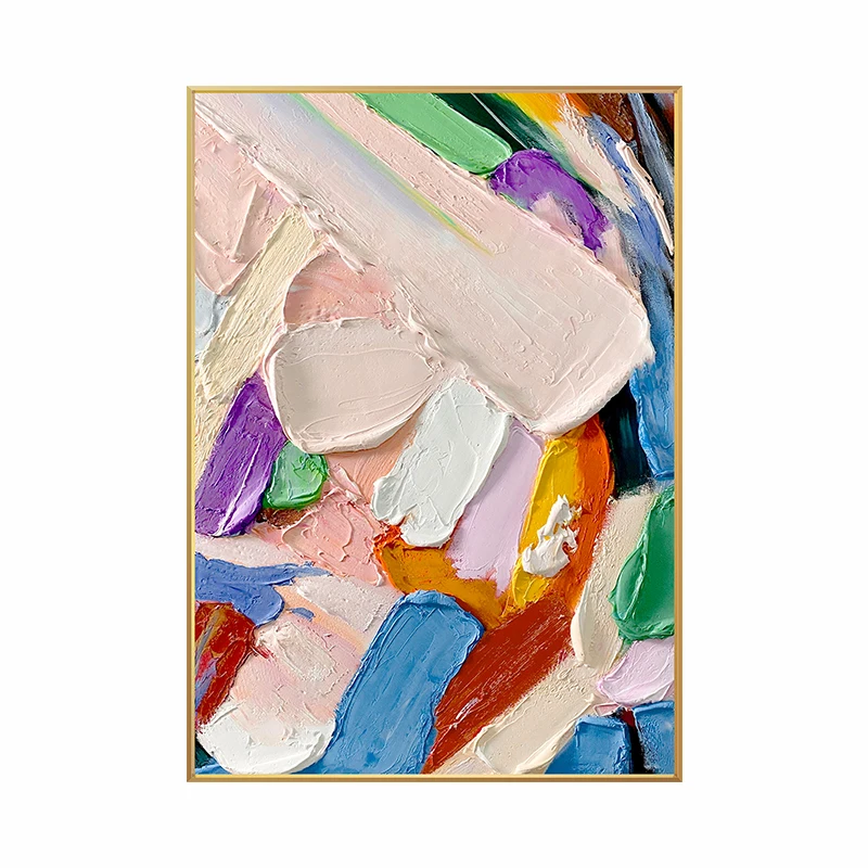 Customer Size Modern Luxury Abstract Hand Paintings Wall Art with Aluminum Framed