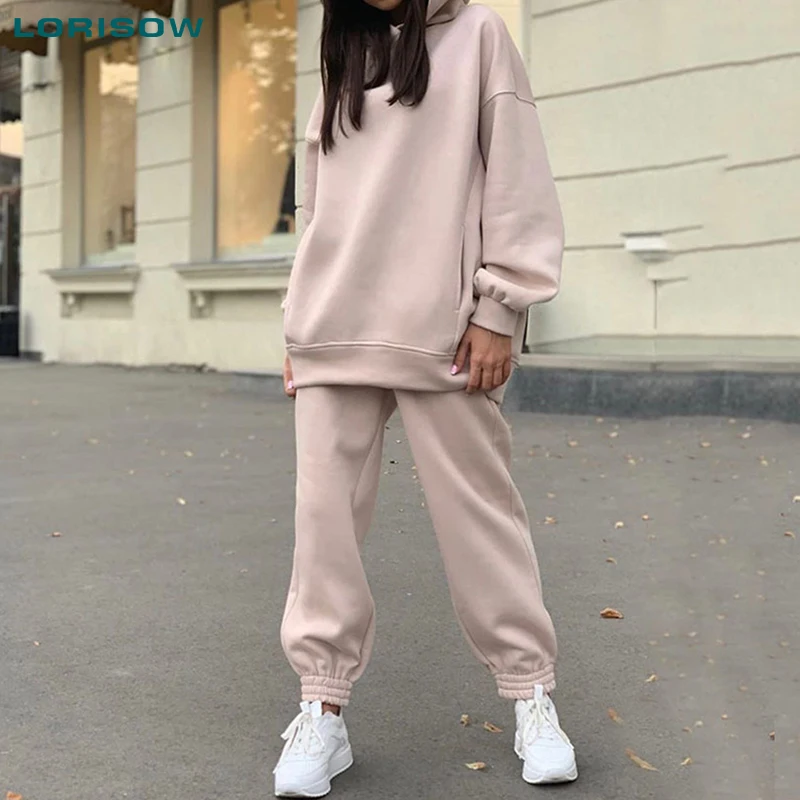 LORISOW winter fall female sexy korean turkey cheap warm sport tracksuit set for plus size woman