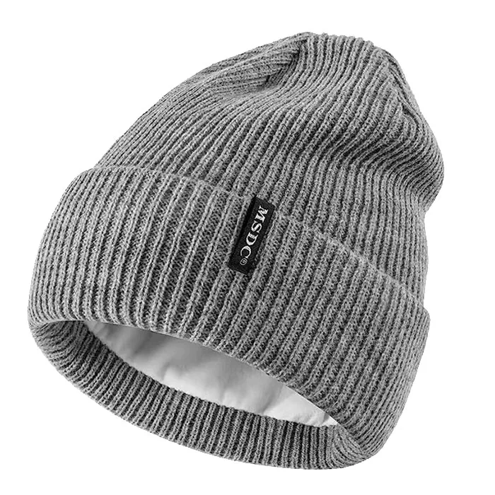 Adults Ribbed Patch Slouchy Beanie Warm Winter Fleece Beanie Embroidered Cuffed Beanie Skull Cap for Men Women