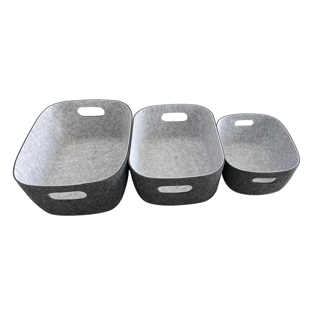 Custom 3 size Storage Basket 2 tone Felt Open Storage Bins Desk Organize bin Shelf storage box