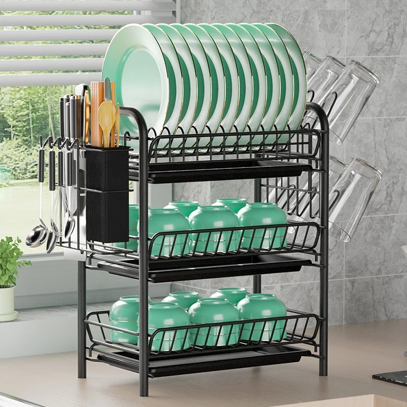 Thicken Kitchen Rack Multi-layer Bowl Plate Drain Rack Tableware Storage Rack