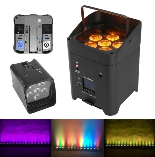 SP Wireless Control DMX 6*18W RGBWA UV 6in1 Battery Powered Uplight LED Par Light for Wedding DJ Party