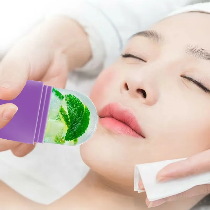 Silicone ice facial roller skin care beauty lifting face cooling massager reduce puff and dark ice holder for skin care