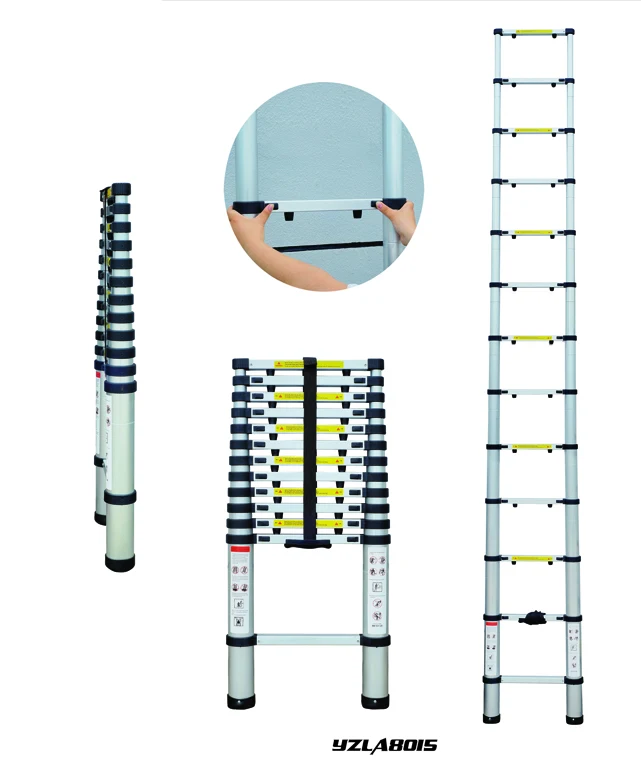 2020 NEW High Quality Foldable Material Telescopic 3.8m Max Load 330lbs Aluminum telescopic Ladder