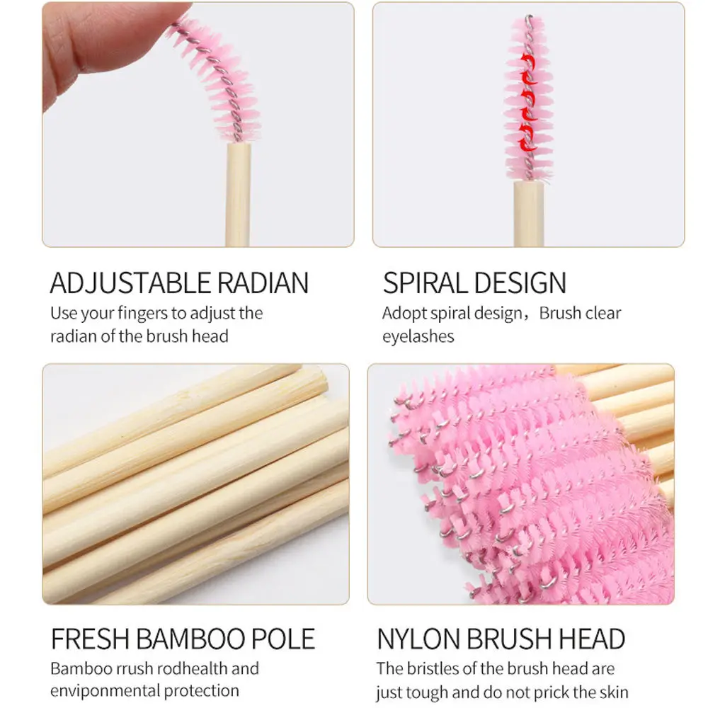 Reusable Lash Brush Lash Wand Brush Mascara Brush with Bamboo Handle