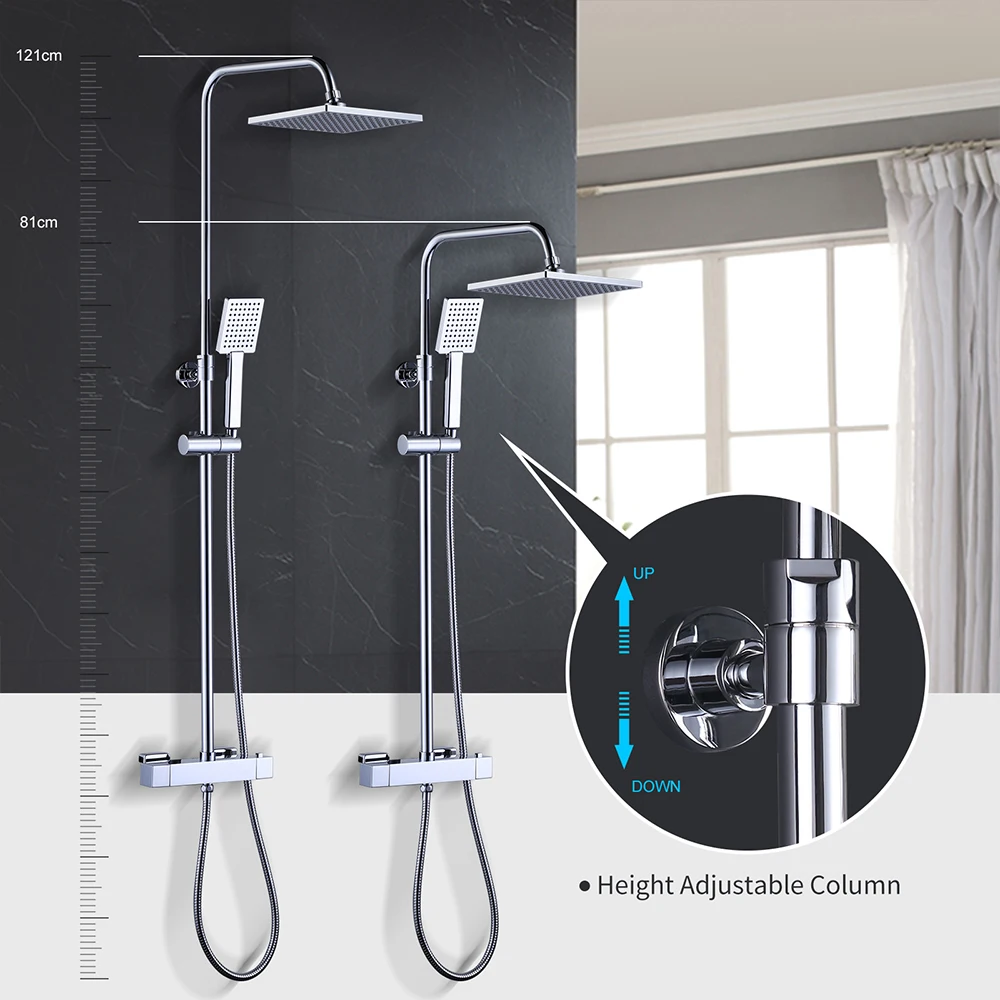 Wholesale Bathroom Shower Mixer Wall Mount Brass Body Shower Sets With 8.5 inches Rain Shower Head