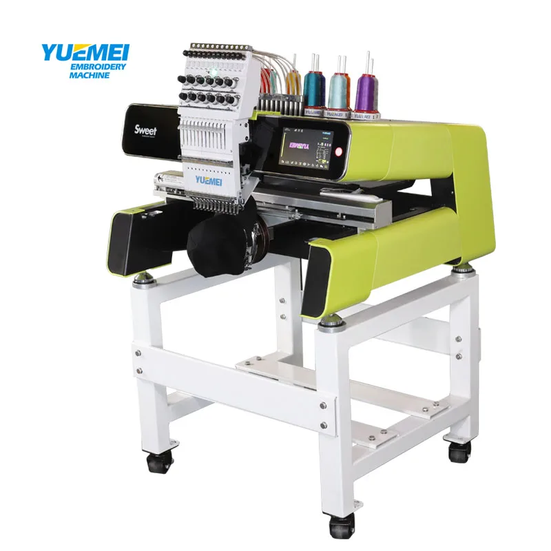 Hot sale!!! Professional Single Head 12 15 Needles Embroidery Machine For Hats T-shirts etc