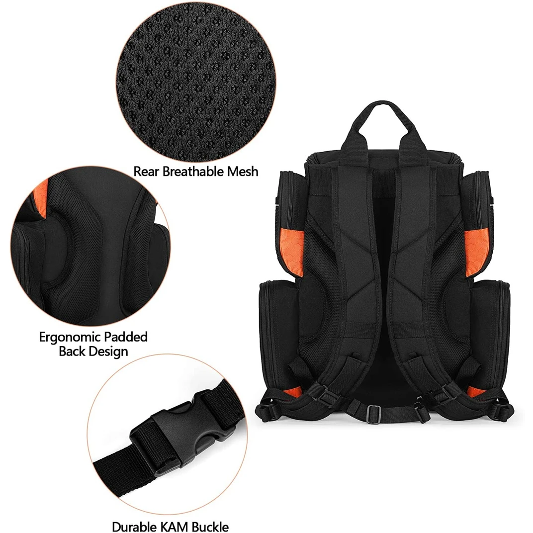 Fishing Tackle Backpack with 4 Trays Tackle Boxes Storage Bag 25L Water Resistant with 2 Rod Holders and Protective Rain Cover