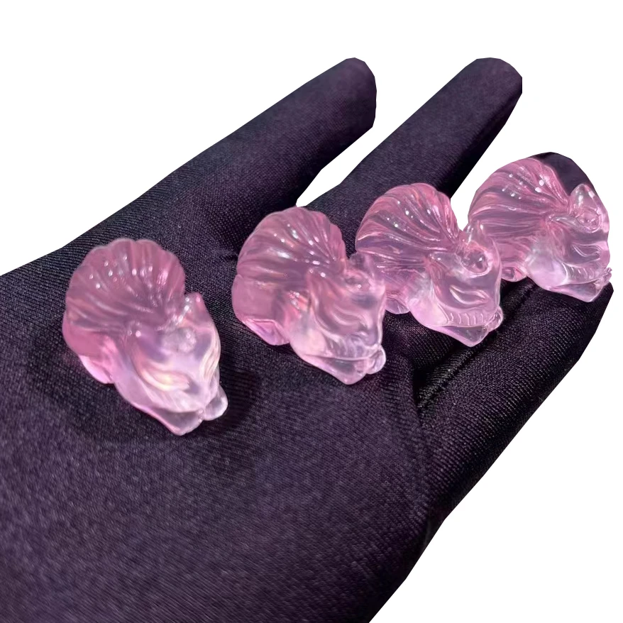 Wholesale crystal fox carving gemstone Nine-tailed fox rose quartz fox