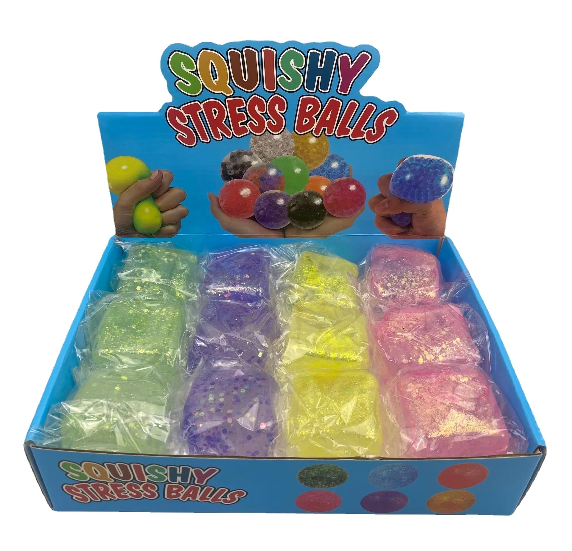 Wholesale Custom Cute Cube Glitter Jelly Fidget Gel Squishy Squeeze Stress  Ball Toys Fidget Toys