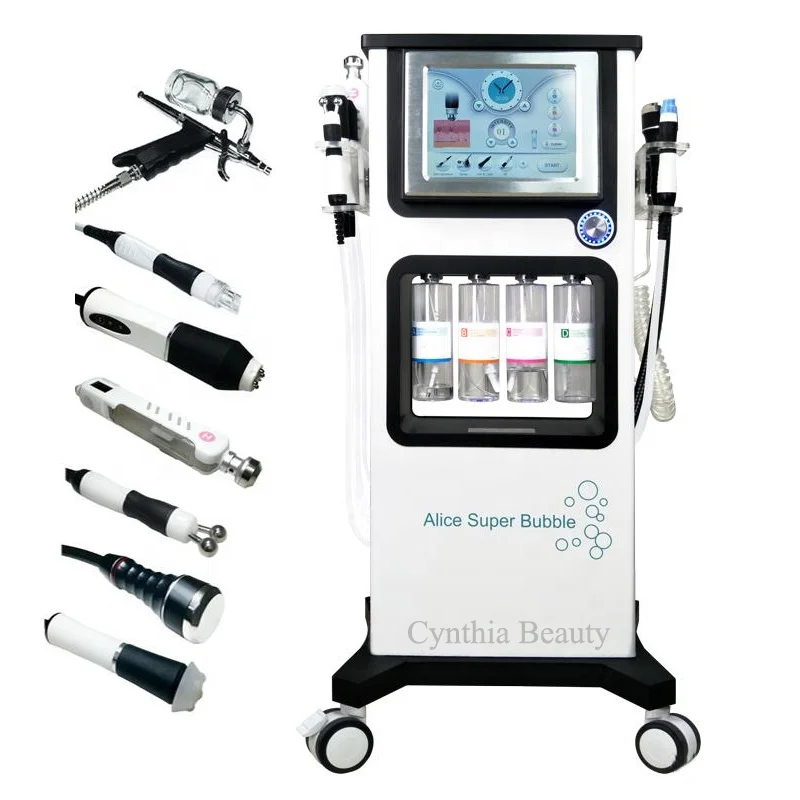 W07 Professional 7 in 1 alice super bubble facial machine with jet peel water microdermabrasion H2O2 spa beauty machine