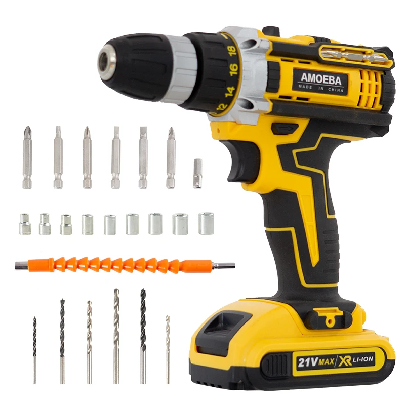 China Wholesale Power Drills 13mm Brushless Motor Drilling Machine With Battery Cordless Drill Power Tool Set