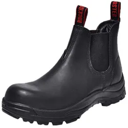 High-end customized Black genuine leather no laces industrial safety boots for South Africa
