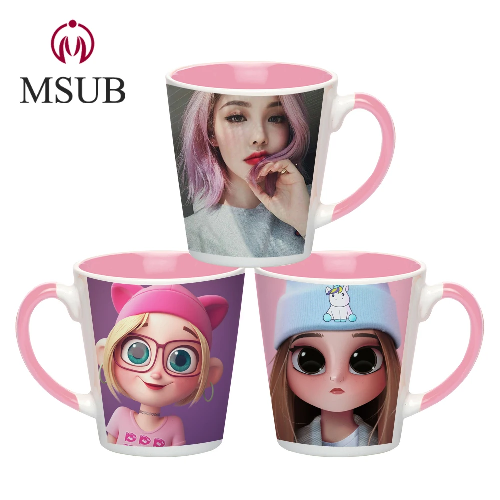 
12oz ceramic latte cups two tone sublimation mugs for sale 