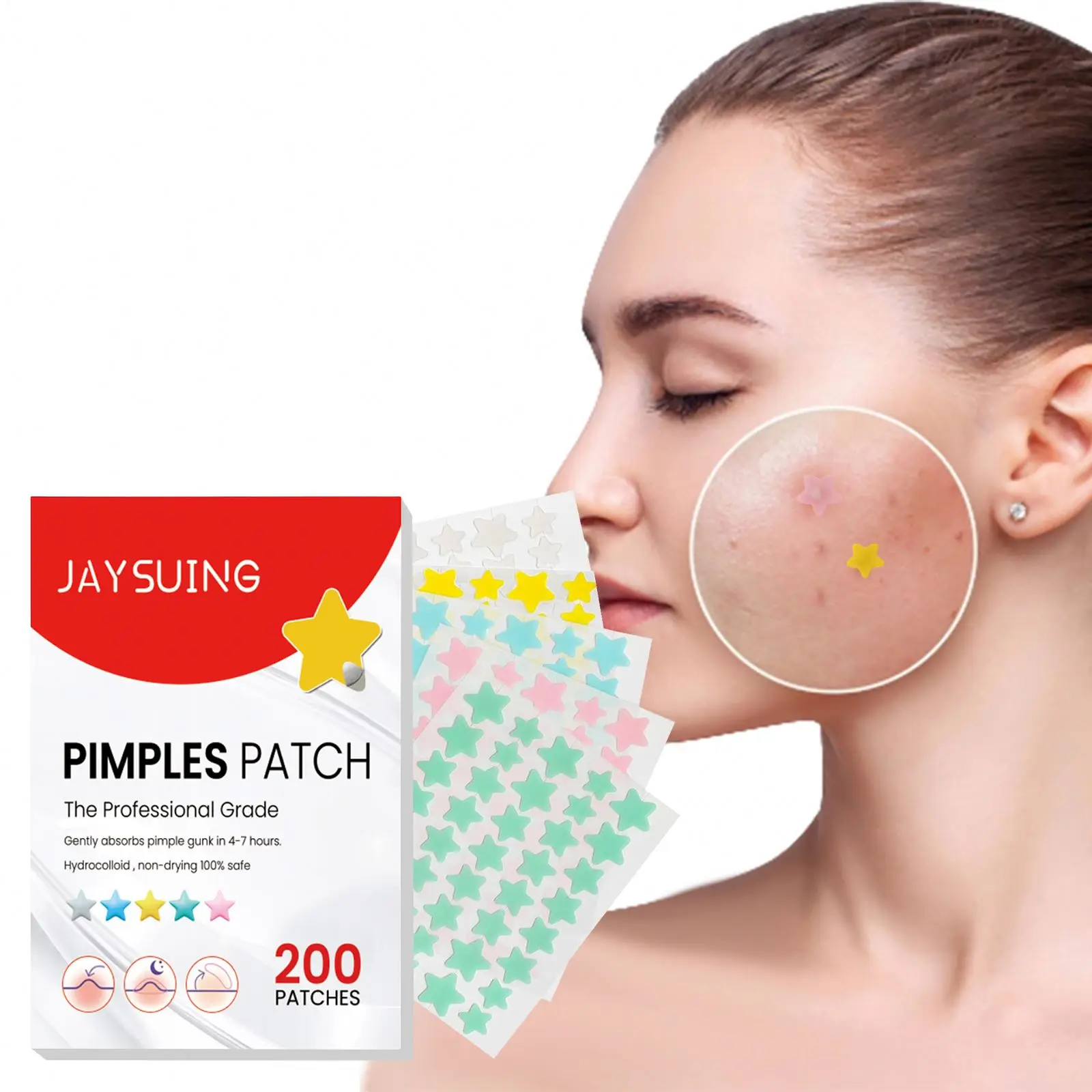 Customized Private Label Acne Patch Hyaluronic Acid Crystal Face-Specific Herbal Ingredients Witch Hazel Tea Tree Oil Sheet
