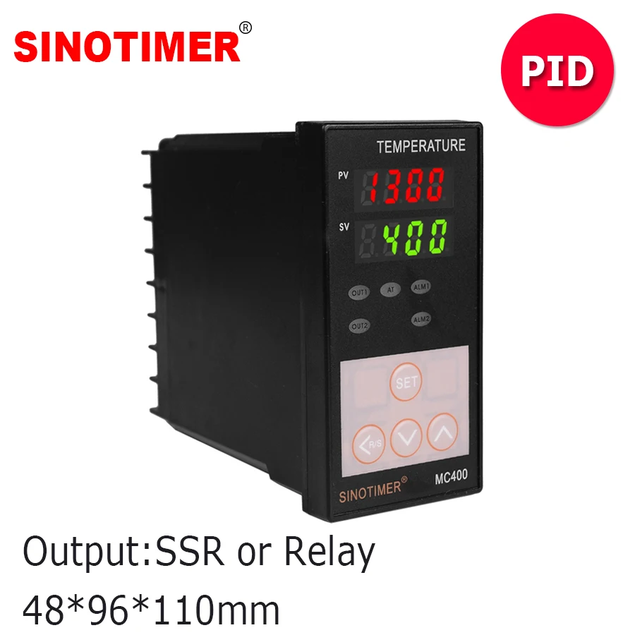 Universal Relay SSR Output K Thermocouple PT100 Input Digital PID Temperature Controller for Heating or Cooling with Alarm MC400