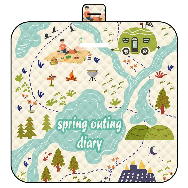 Hot Sale Waterproof picnic blanket Custom Sandfree Foldable Travelling Mat Multilayer Beach Blanket with Straps