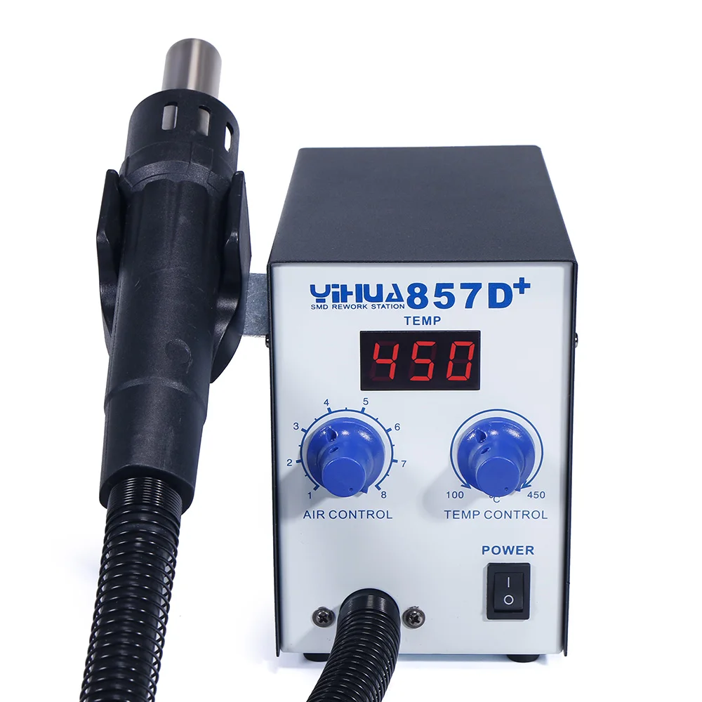YIHUA 857D+ temperature control soldering gun station air blower hot air desoldering rework  soldering station