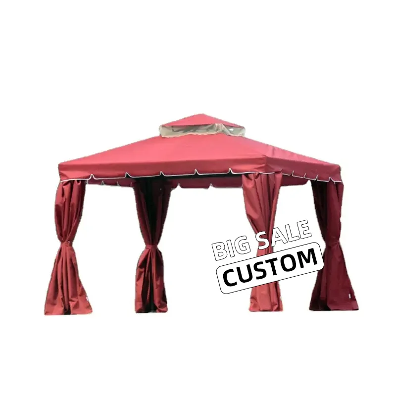 Best Price Customizable Patios Roof Shade and Rain Outdoor Aluminum Pavilion With Mosquito Netting