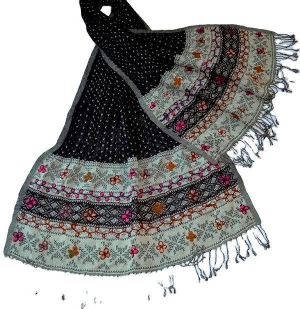 60/40 Silk wool Pashmina Shawl jacquard style silk shawls and scarfs jacquard pattern silk scarfs