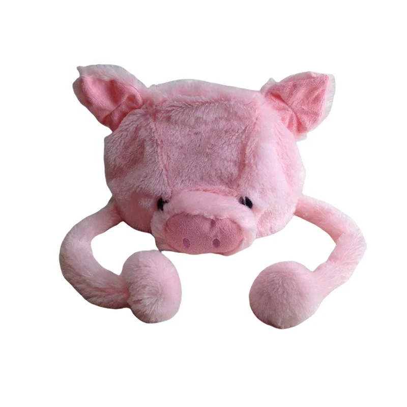 OEM/ODM Cute Stuffed Animal Head Hats Stuffed Animal Pig Lion Bear Tiger Plush Hats Kids Winter