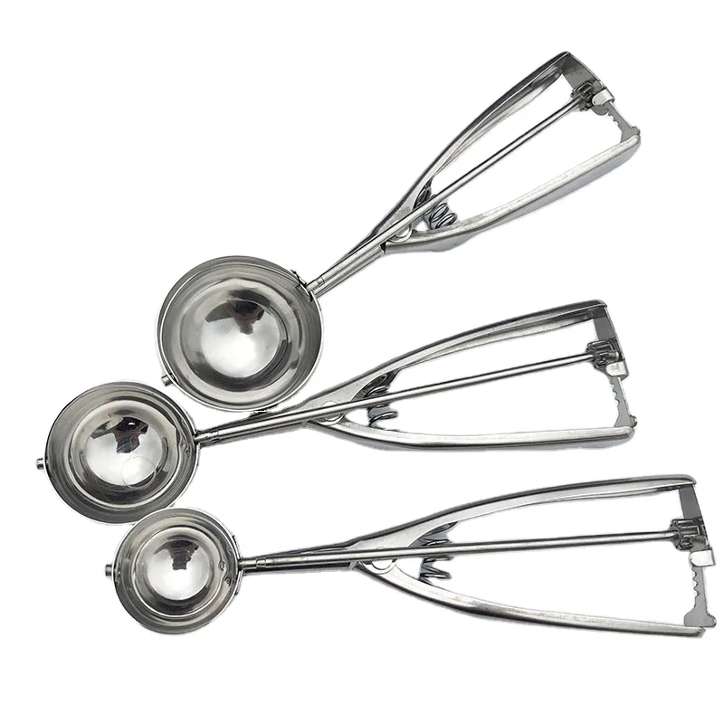 1.35 Tbsp/2.5Tbsp/5.4Tbsp Ice Cream Scoop Make Ball for Melon Baller Cupcake Baking Dough Stainless Steel Cookie Scoop