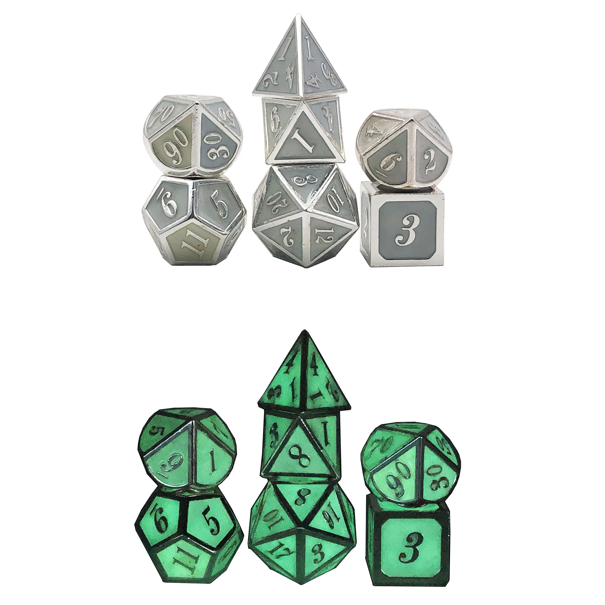
Board Games Metal New Scales Custom Dice Set Dnd Dungeons Dragons Glowing Metal Dice 