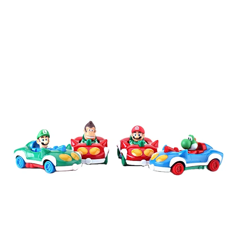Набор 4 вида стилей супер мариос картинг возвращение тележка игрушка Marios Luigi Bowser ПВХ игрушечная машинка для детей Лидер продаж