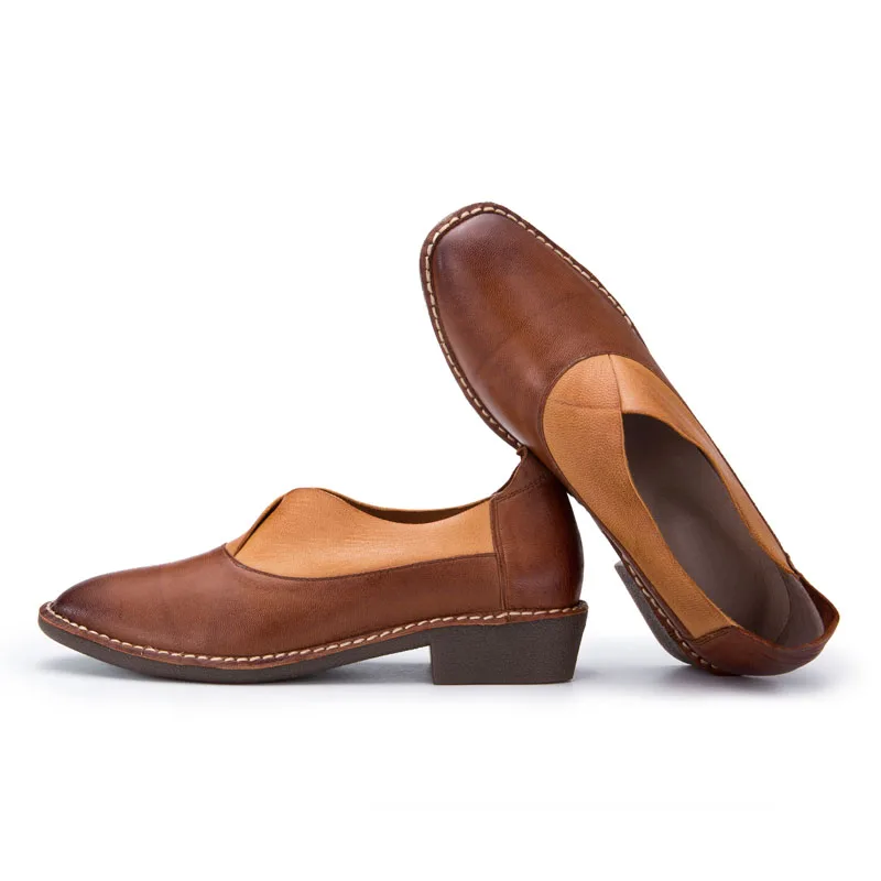 
New Stylish Pointed Toe Flat Handmade Cowhide Genuine Leather Slip on Casual Oxford Driving Walking Court Loafer Shoe Women 