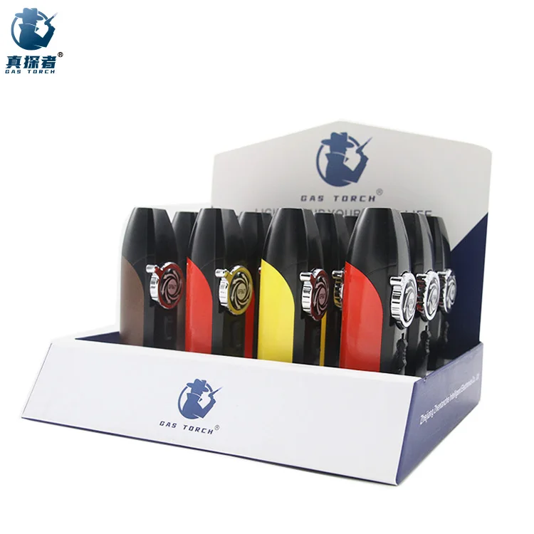 gf-867 12pcs Box Set mini windproof metal cigar smoking blue fire jet torches small butane gas lighter China