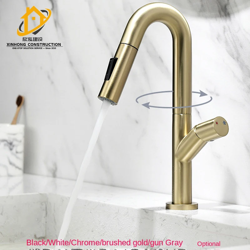 White basin kitchen pull out type faucet household bathroom cabinet basin raised platform basin wash closet sink faucet