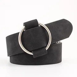 Wholesale 2022 new cheap fashion colorful women teenager round leather belt buckles trendy belt